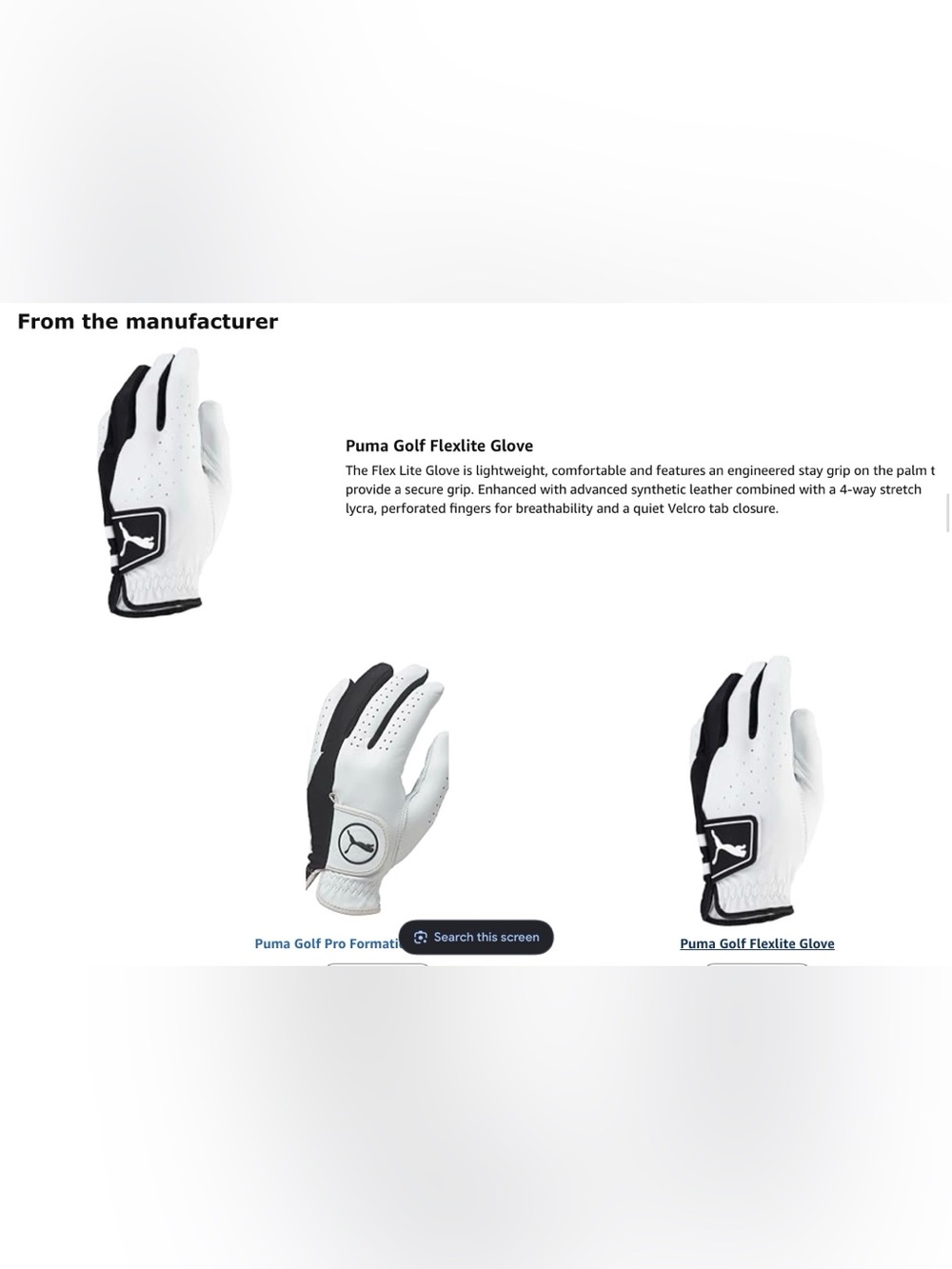 New With Tags Puma Grey and White Flex Lite Left-Hand Golf Glove Men’s Size M/L. - Picture 6 of 13